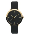 NINE WEST NINE WEST WOMEN'S GOLD-TONE AND BLACK STRAP WATCH, 36MM