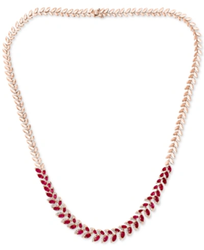 Effy Collection Effy Certified Ruby (8-1/2 Ct. T.w.) & Diamond (1/2 Ct. T.w.) Marquise 16" Statement Necklace In 14k In Red