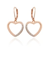 T Tahari Women's Pave Heart Drop Earring In Rose Gold-tone