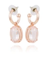 T Tahari Women's Pave Hoop With Drop Earring In Rose Gold-tone