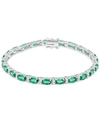 Macy's White Topaz (1-3/4 Ct. T.w.) & Lab-created Blue Sapphire: 10 Ct. T.w. Link Bracelet In Sterling Silv In Emerald