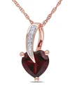 MACY'S GARNET AND DIAMOND ACCENT HEART PENDANT AND CHAIN