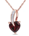 Macy's Garnet And Diamond Accent Heart Pendant And Chain In Red