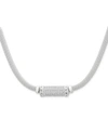 Macy's Cubic Zirconia Mesh Popcorn Statement Necklace In Sterling Silver, 18" + 2" Extender In Cubic Zirconia