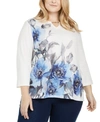 ALFRED DUNNER PLUS SIZE SAPPHIRE SKIES EMBELLISHED TOP