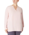 ANNE KLEIN PLUS SIZE SPLIT-NECK BLOUSE