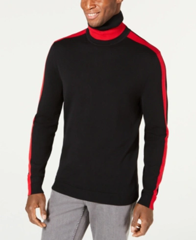 Alfani Men's Colorblocked Turtleneck, Created For Macy's In Deep Black