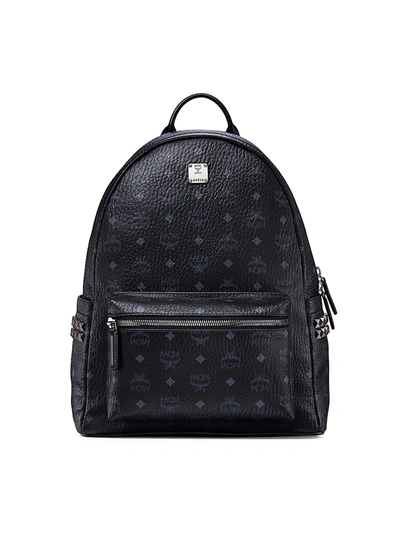 Mcm Medium Stark Visetos Coated Canvas Backpack In Black
