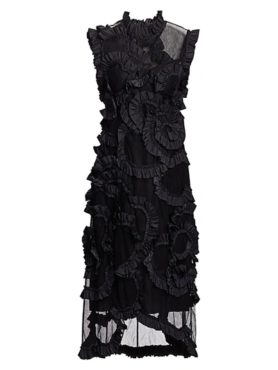Moncler Genius Women's 4 Moncler Simone Rocha Sheer Insert Ruffle Dress In Black