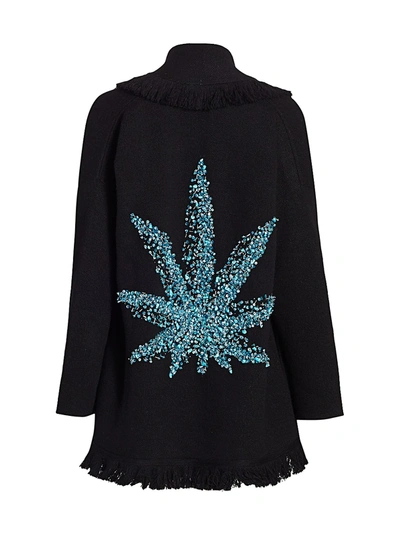 Alanui Women's Calm Tree Sequin Wool & Cashmere Cardigan In Carbon Grey