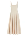 Staud Wells Poplin Midi Dress In Beige