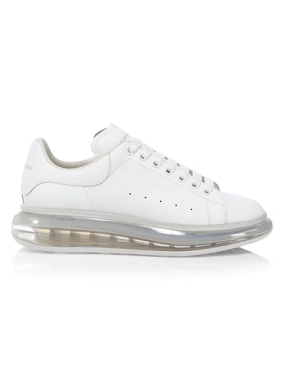 Alexander Mcqueen Oversized Gel Sole Leather Platform Trainers In White/white/white