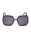 Gucci Logo 55mm Oversized Geometric Sunglasses In Black