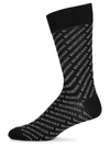 Balenciaga Men's Diagonal Logo Socks In Neutral