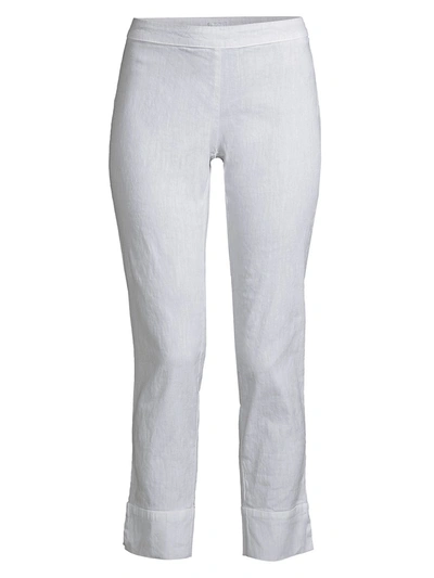 120% Lino Side Zip Capri Pants In Silver Fade