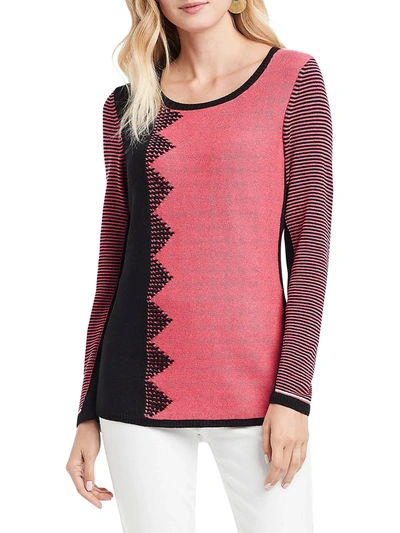 Nic + Zoe Outer Angle Cotton Blend Sweater In Pink Multi