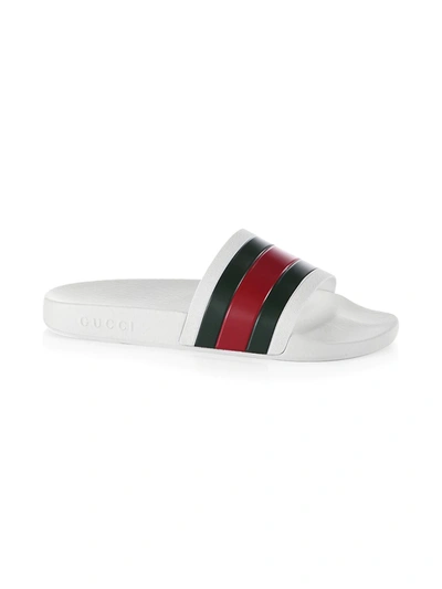 Gucci Men's Pursuit 72 Rubber Slide Sandal In White