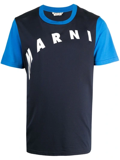 Marni T-shirt With Distorted Logo In Blue