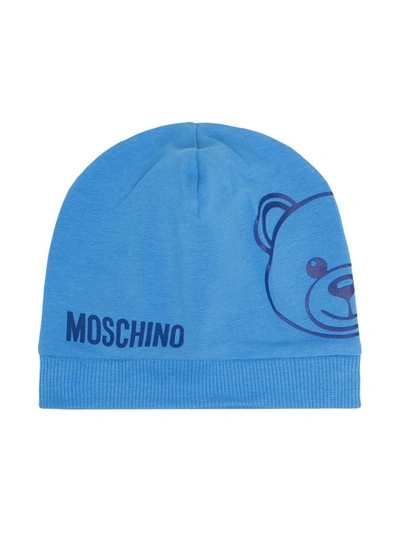 Moschino Babies' Teddy Logo-print Cap In Blue