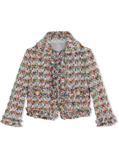 Dolce & Gabbana Kids' Patterned Rush-stitch Jacket In Neutrals