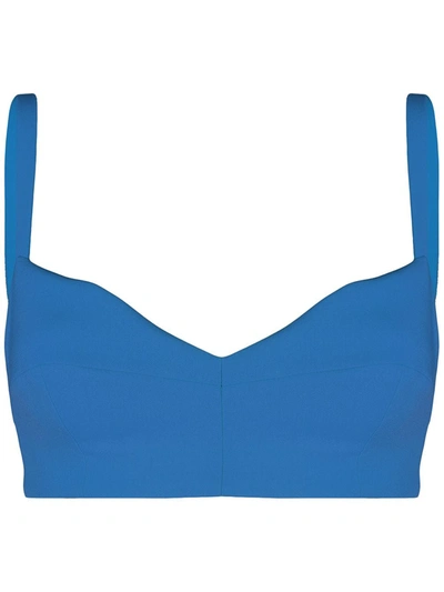 Alberta Ferretti V-neck Gabardine Bra In Blue