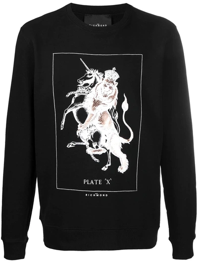 John Richmond Graphic-print Long-sleeved Sweatshirt In Black