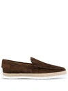 Tod's Suede Loafers With Round Toe And Braided Jute Sole In Brown