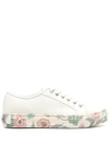Ferragamo Borg Cubic Floral-sole Low-top Sneakers In Neutrals