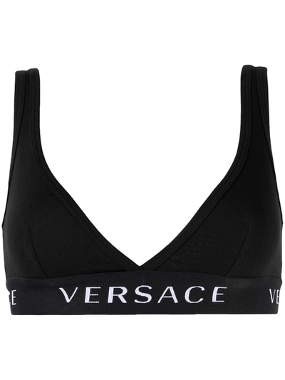 Versace Black Logo Bralette