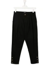 Balmain Buttoned-embellished Tapered Trousers In Black