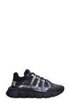 VERSACE TRIGRECA SNEAKERS IN BLACK SYNTHETIC FIBERS,DST539GD18TCGD4192