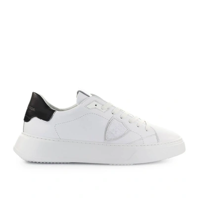 PHILIPPE MODEL TEMPLE WHITE BLACK LEATHER SNEAKER