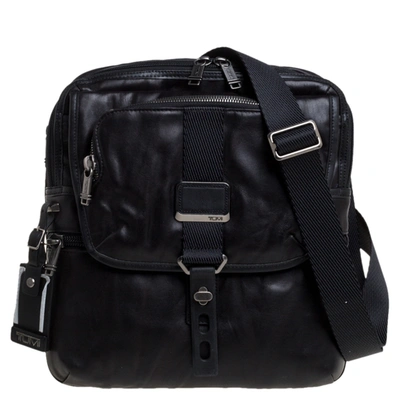 Pre-owned Tumi Black Leather Annapolis Zip Flap Messenger Bag