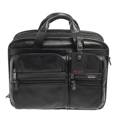 Pre-owned Tumi Black Leather Alpha Bravo T-pass Expandable Laptop Briefcase
