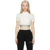 HERON PRESTON WHITE & GREY 'STYLE' CROP T-SHIRT