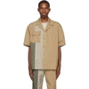 FENG CHEN WANG KHAKI PANELLED SHORT SLEEVE SHIRT