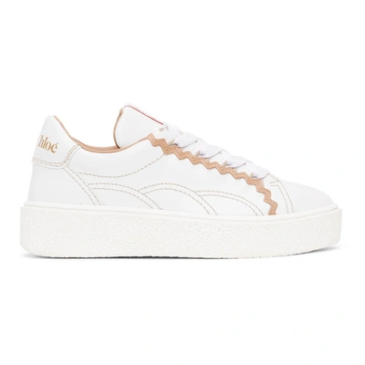 See By Chloé Sevy Rickrack-trim Raised-sole Leather Trainers In White