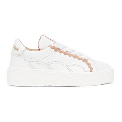 See By Chloé Sevy Rickrack-trim Raised-sole Leather Trainers In Nude
