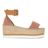 SEE BY CHLOÉ PINK GLYN FLAT PLATFORM SANDALS