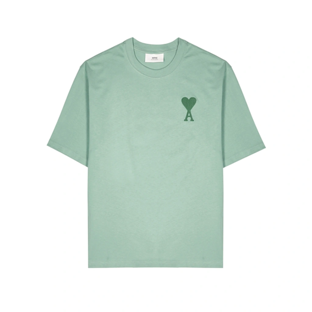 Ami Alexandre Mattiussi Mint Logo-embroidered Cotton T-shirt