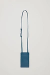 Cos Leather Phone Pouch In Turquoise