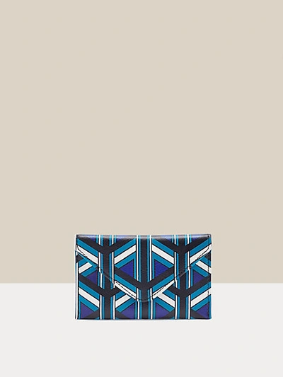 Diane Von Furstenberg Isabella Leather Envelope Wallet In Geo Tiles Blue