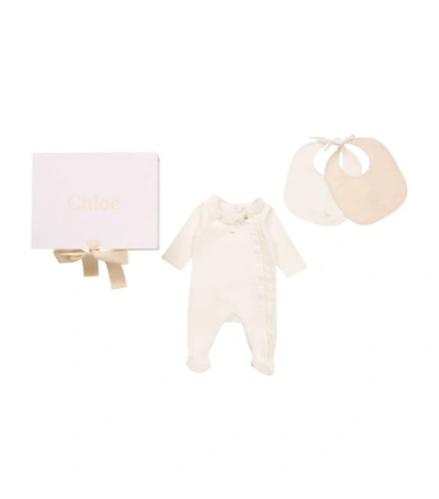 Chloé Babies' Ruffle All-in-one And Bib Set (1-12 Months)