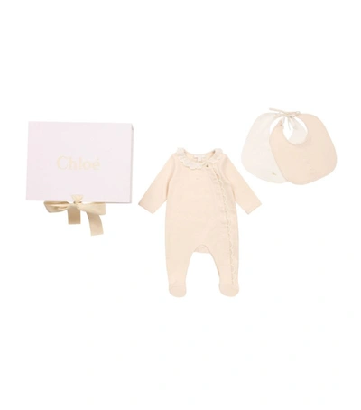 Chloé Babies' Ruffle All-in-one And Bib Set (1-12 Months)