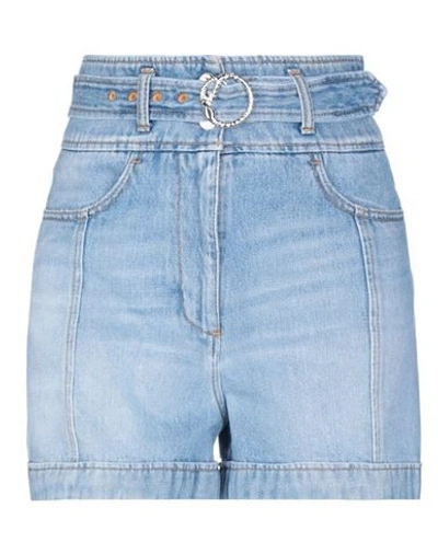 Just Cavalli Belted Faded Denim Shorts In Blue