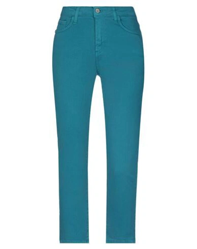 Merci .., Woman Jeans Turquoise Size 28 Cotton, Elastane In Blue