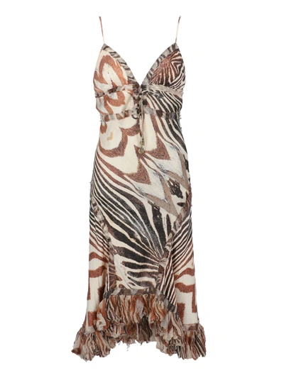 Pre-owned Roberto Cavalli Clothing In Brown, Ecru
