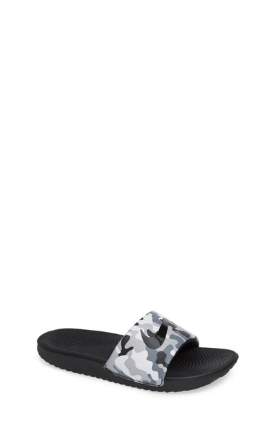 Nike Kids' Kawa Just Do It Slide Sandal In Wolf Grey,cool Grey,white,black