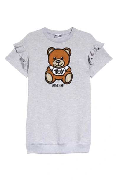 Moschino Kids' Teddy Bear Applique Sweatshirt Dress In 60926 Grey