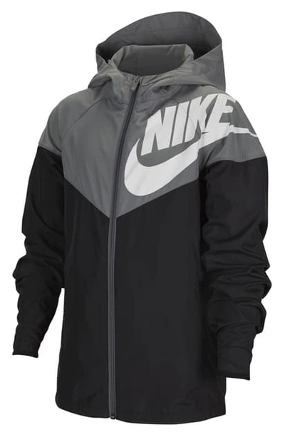 Nike Kids' Sportswear Windrunner Jacket (big Boy) In Smoke Grey/black/white/white